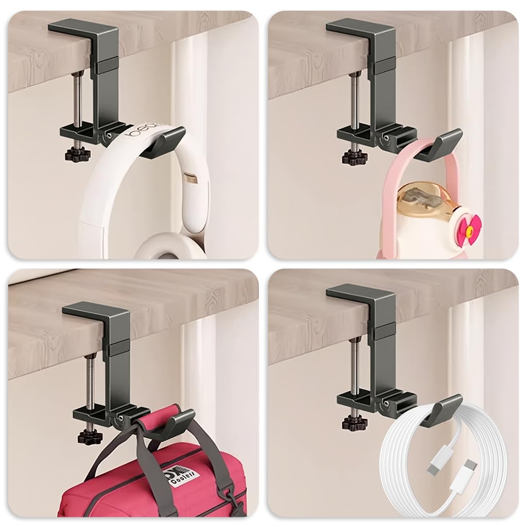 HASTHIP Folding Desk Bag Hook for Office and Travel Use with Foldable Metal Design
