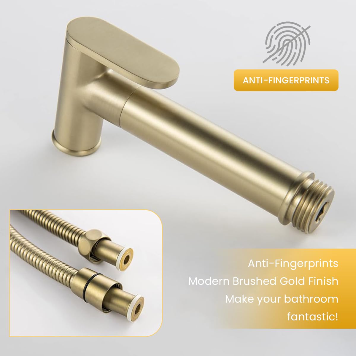 HASTHIP Toilet Bidet Sprayer System Kit with Cool and Warm Water Settings | Full Copper Golden Finish and Lever Handle