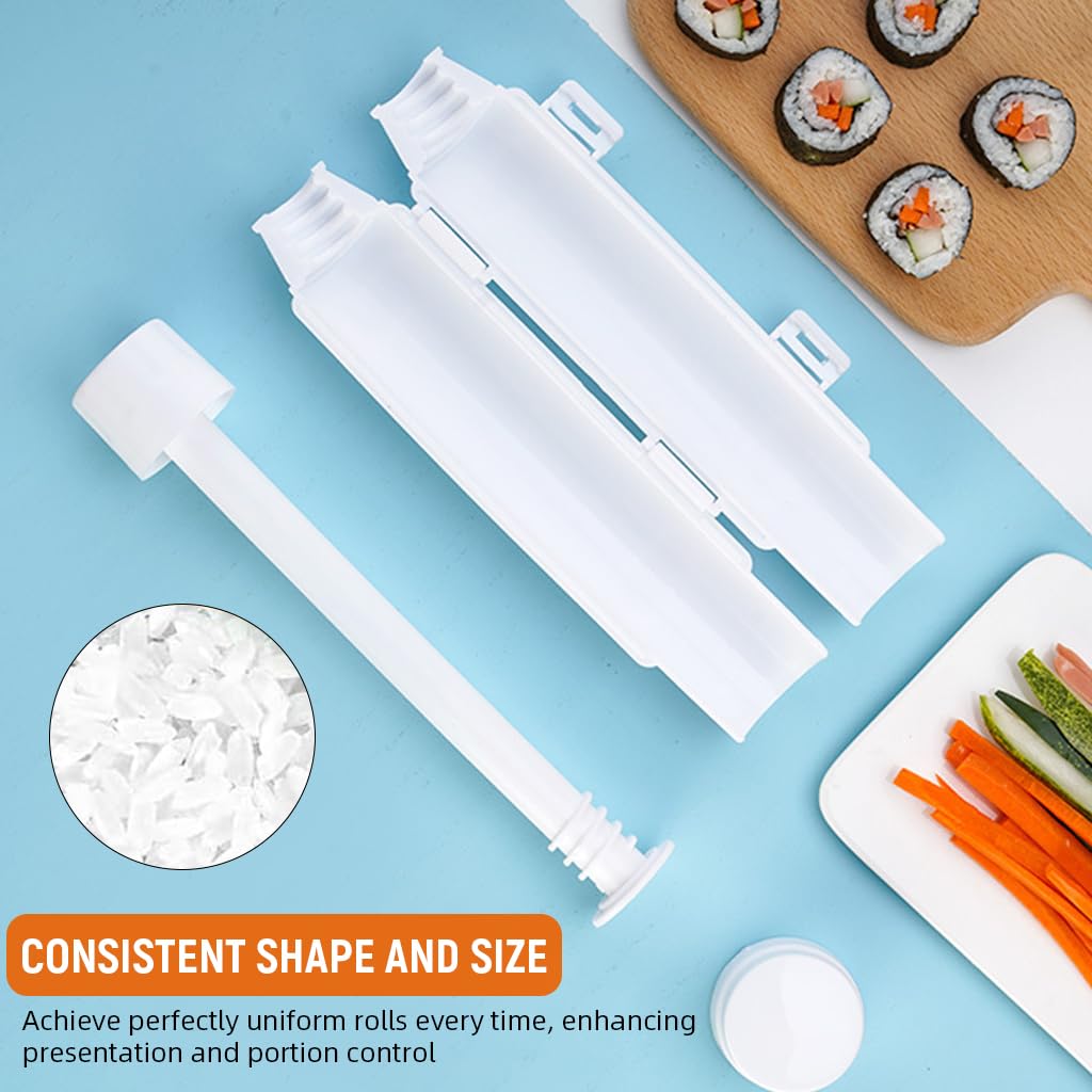 HASTHIP® Sushi Making Kit, Sushi Making Mold for Beginners, Durable Sushi Rolling Machine, Sushi Roller Bazooka with Bamboo Sushi Mat for Beginners