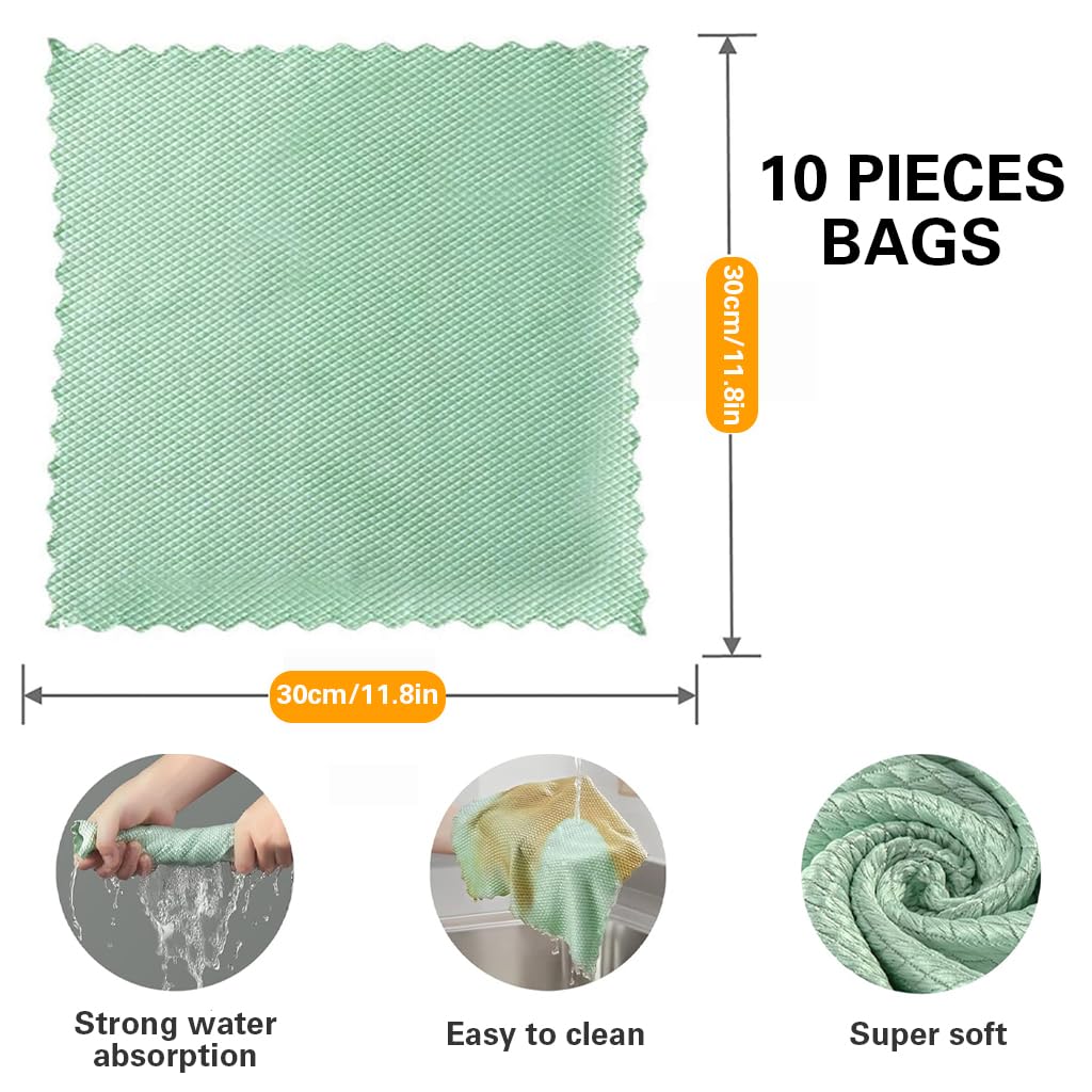 HASTHIP Microfiber Cleaning Cloth for Kitchen and Car Glass 10 pcs 30x30cm | Reusable Towel