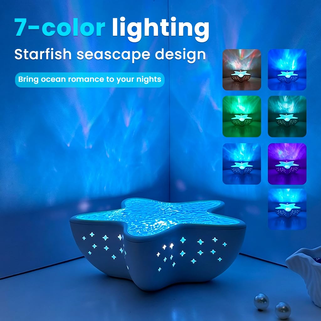 HASTHIP Ocean Wave Projector Night Light with 7 Water Ripple Modes