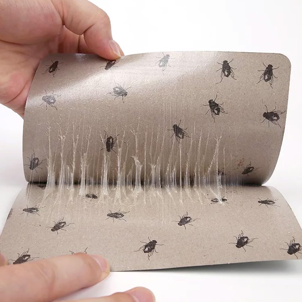 HASTHIP® 20Pcs Fly Traps Sticky Paper Kitchen Fly Traps Sticky Paper Double Side Strong Adhesive Fly Traps Non-chemical Child Safe Pest Sticky Traps Paper for Kitchen, Room, Plants, 18.5x12.5cm