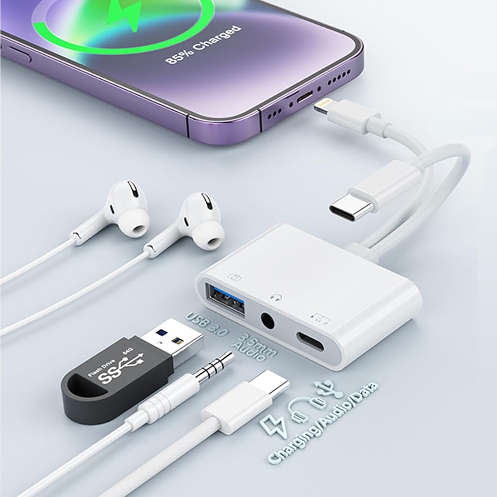 HASTHIP® USB C to USB Camera Adapter with Charging Port [MFi Certified]