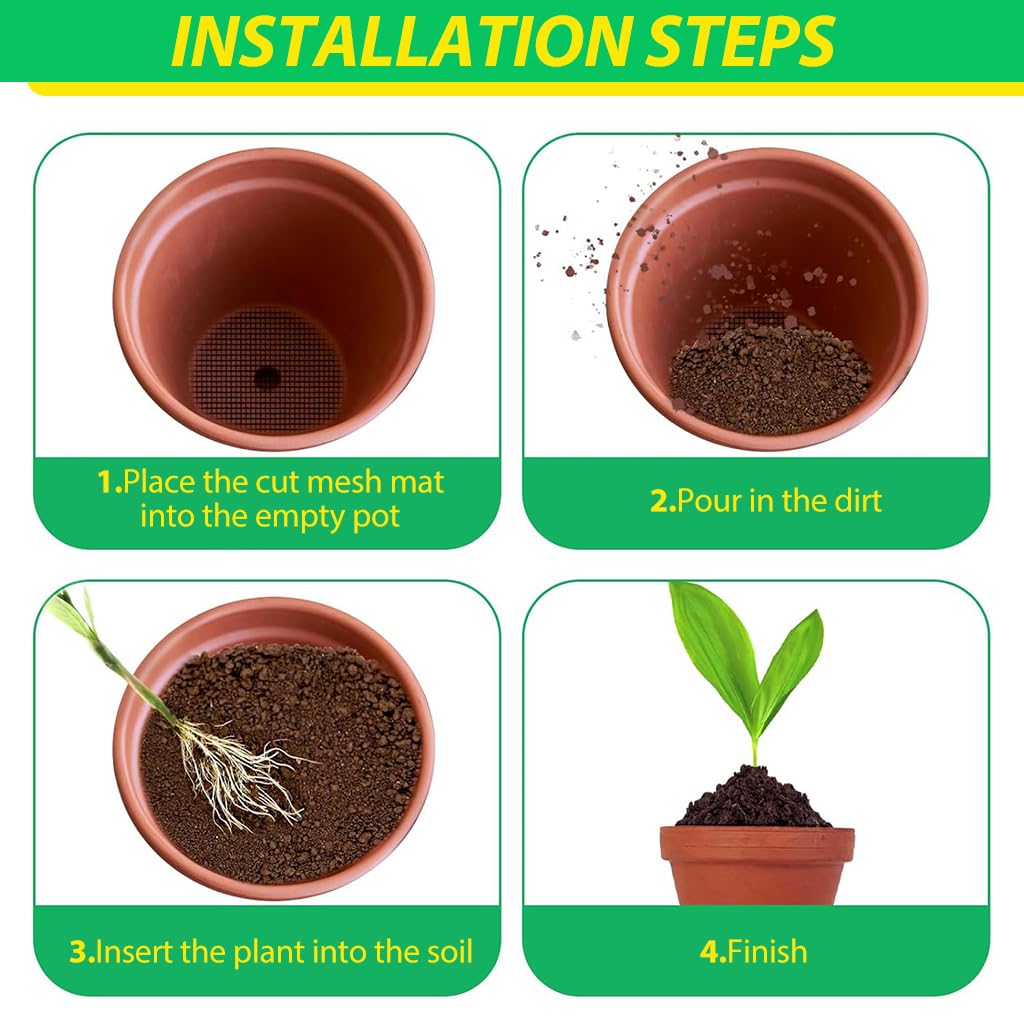 HASTHIP Flower Pot Hole Mesh Pad 5 pcs 7.8 x 11.8 in for Garden Drainage | Glassfiber Filter Liners