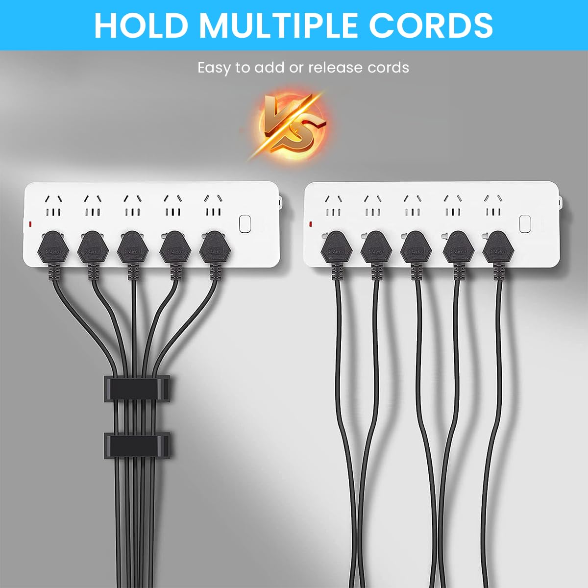 HASTHIP Cable Management Clips for Wall and Desk with Self Adhesive Backing 50Pcs | Tidy Wire Organizer