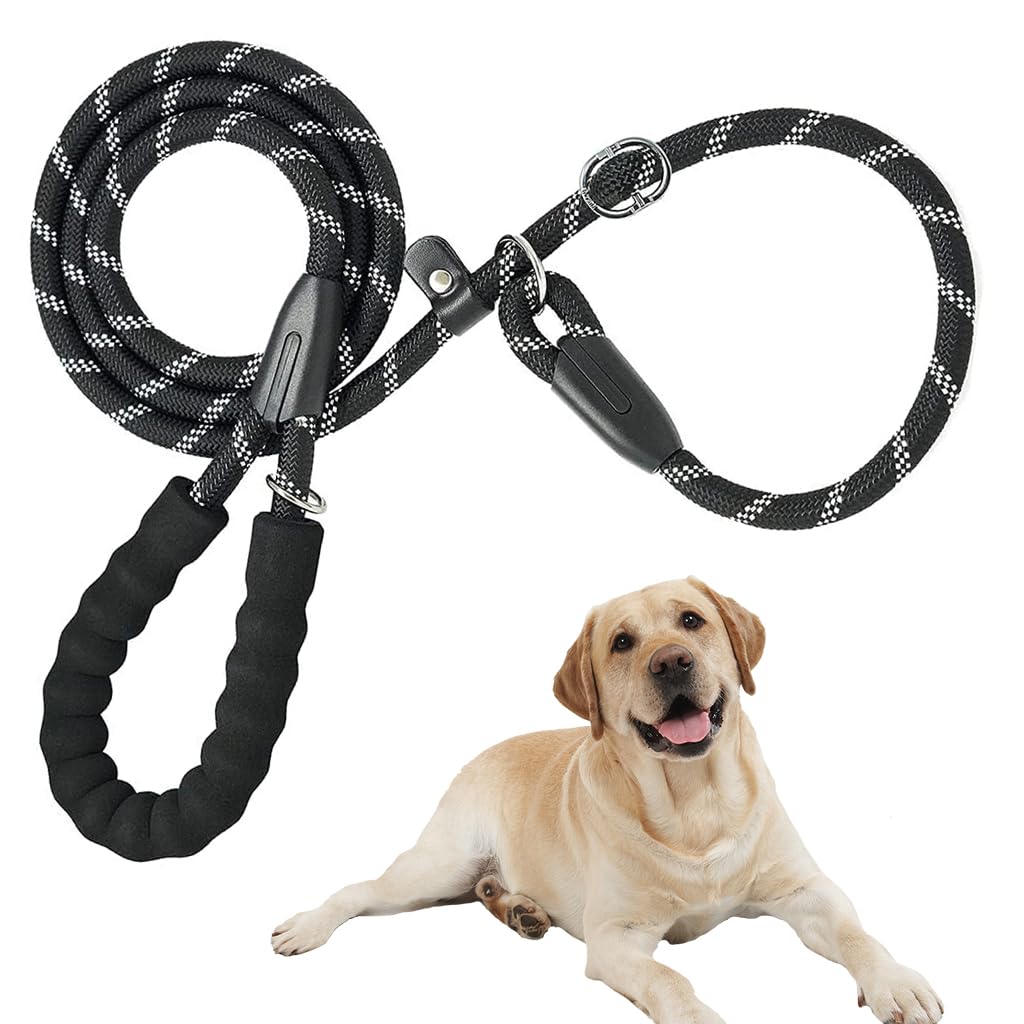 HASTHIP® Correa de Entrenamiento para Perros - Acero Trenzado y Nailon Duradero, Reflectante, Mango Acolchado Suave, Ajustable, Antitirones, Resistente al Desgaste e Impermeable para Perros