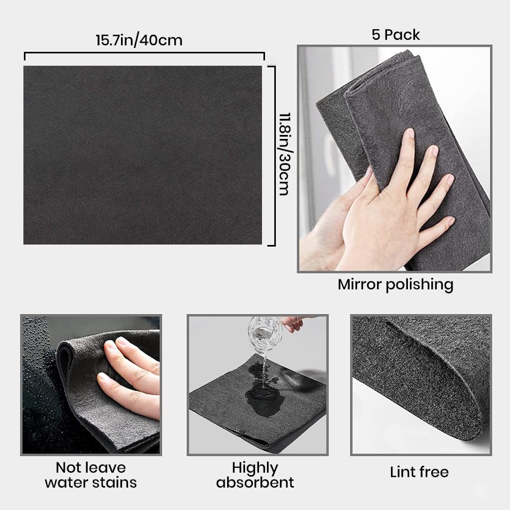 HASTHIP Microfiber Cleaning Cloth for Car and Household with Lint Free Design 30x40cm | Pack of 5