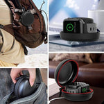 HASTHIP® Portable Waterproof Black Travel Case for Apple Watch Charger, EVA Charging Dock Holder for 38mm/42mm/40mm/44mm iWatch Series 5/4/3/2/1