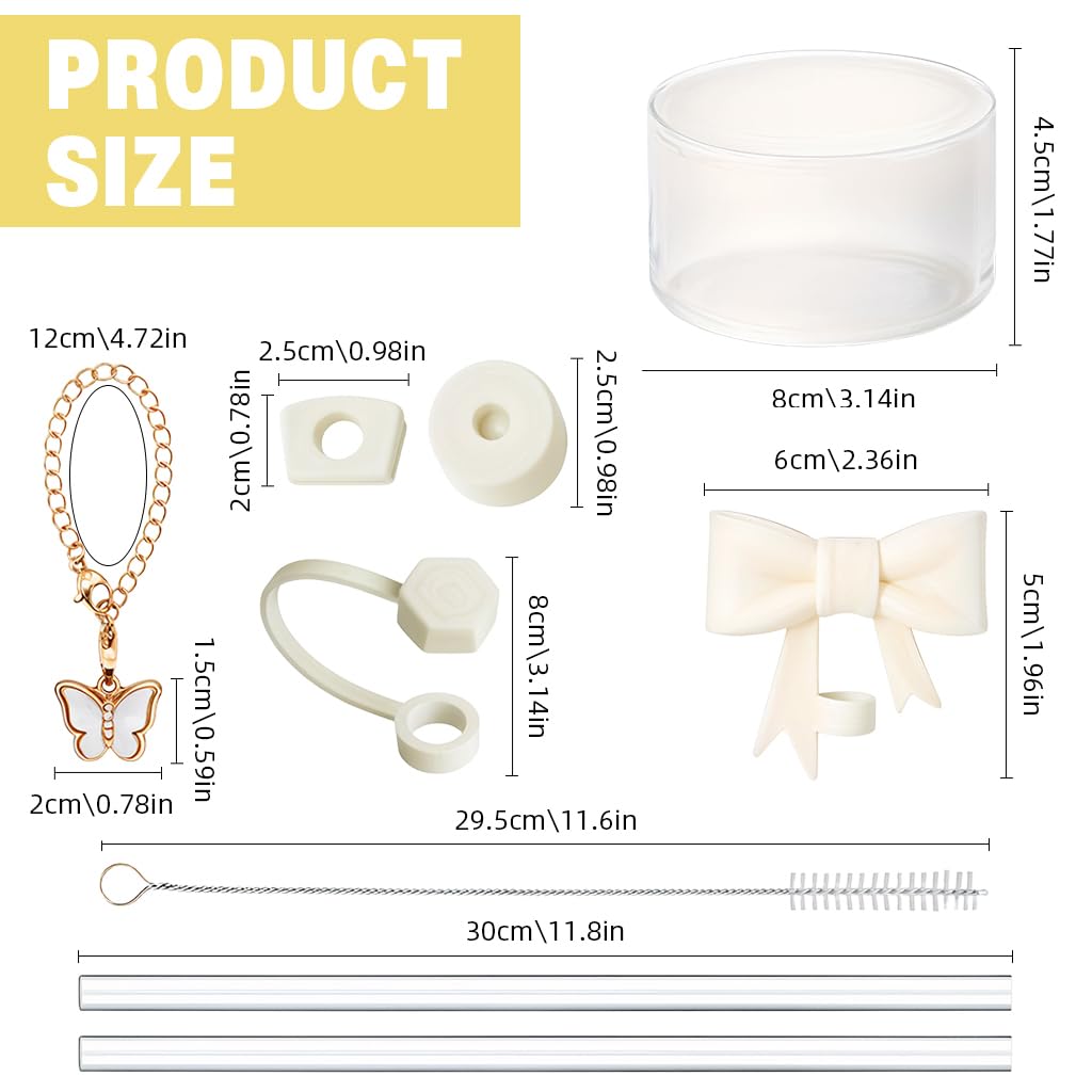 HASTHIP Stanley Cup Accessories Kit 27PCS for Personalizing & Protecting Cups | Includes Straws Brush Bow Cap and Butterfly Charm