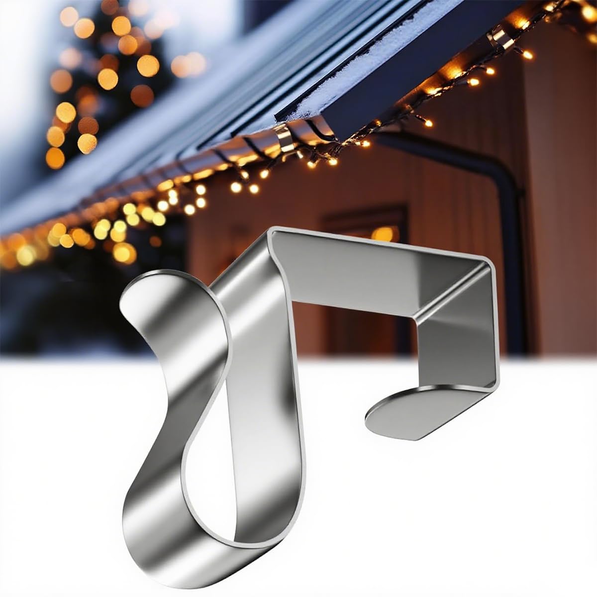 HASTHIP Christmas Light Clips for Outdoor Decorations with Drainage Slot | 50 Stainless Steel Wire Holders