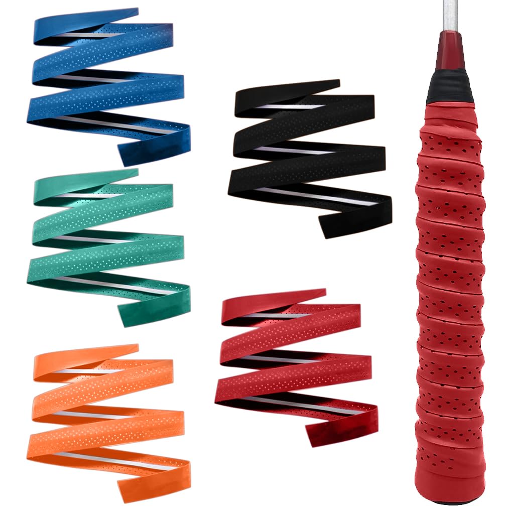 HASTHIP® Proberos 5 Rollos de Cinta de Agarre PU para Raqueta de bádminton, absorción de Sudor y Antideslizante para Deportes de Raqueta