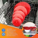 HASTHIP® 10Pcs Silicone Lids for Bowls 5 Sizes Reusable Microwave Safe, Food Grade Silicone Lid Cover Durable Heat Resistant Silicon Lids for Bowls, Pots, Pans, Dishes, Cans - Red & Blue