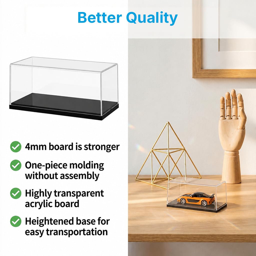 HASTHIP 4-Pack Acrylic Display Cases for 1:64 Scale Model Cars