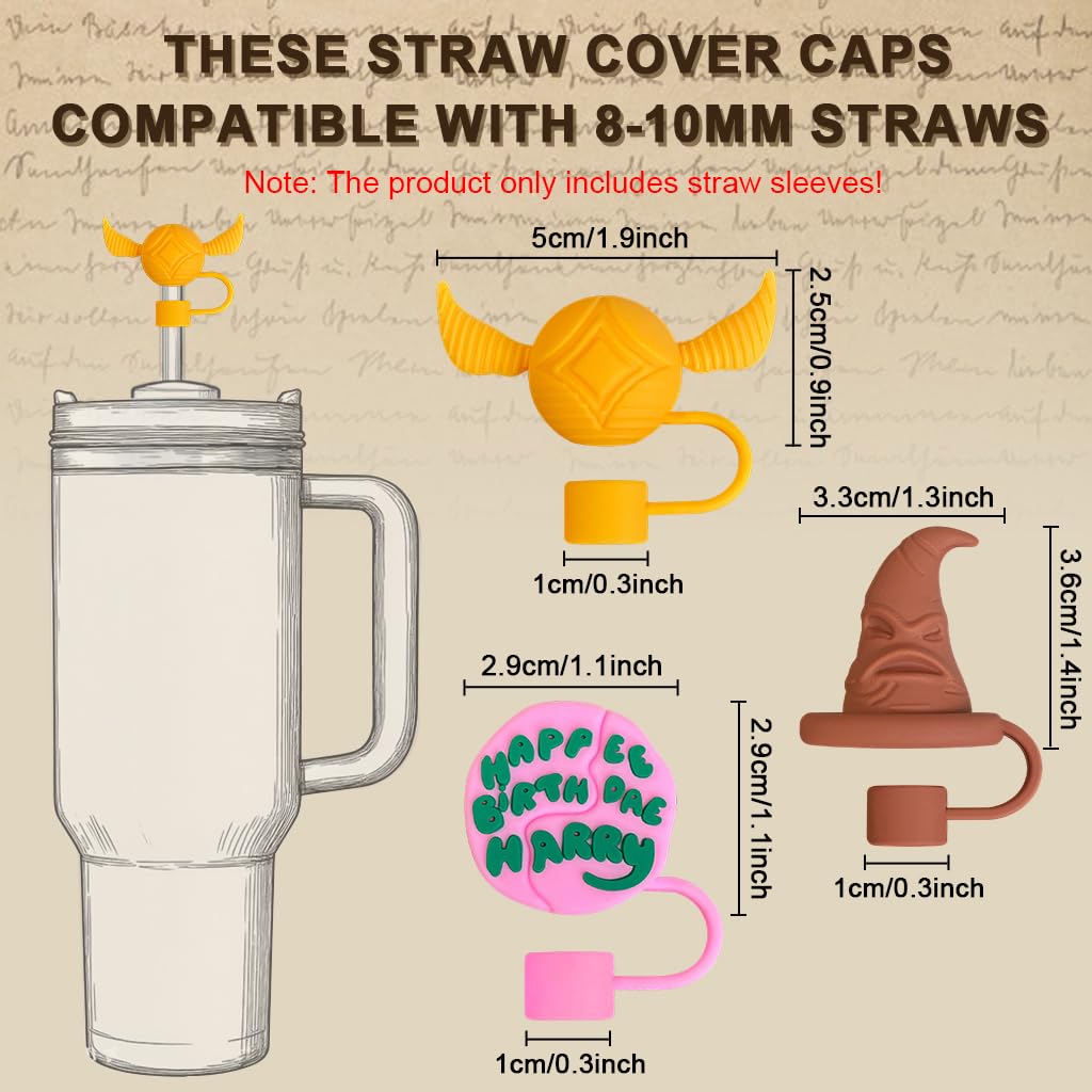 HASTHIP Silicone Straw Caps for 10mm Dia Straws with Anti-Lost Loop | 3Pcs Reusable Dustproof Drink Toppers