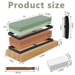 HASTHIP Knife Sharpeners for Kitchen with 400/1000 and 3000/8000 Grit Stones featuring Non Slip Bamboo Base and Leather Strop | Ideal for Chefs