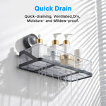 HASTHIP Suction Cup Bathroom Shelf, Large Capacity No-Drill Shower Organizer