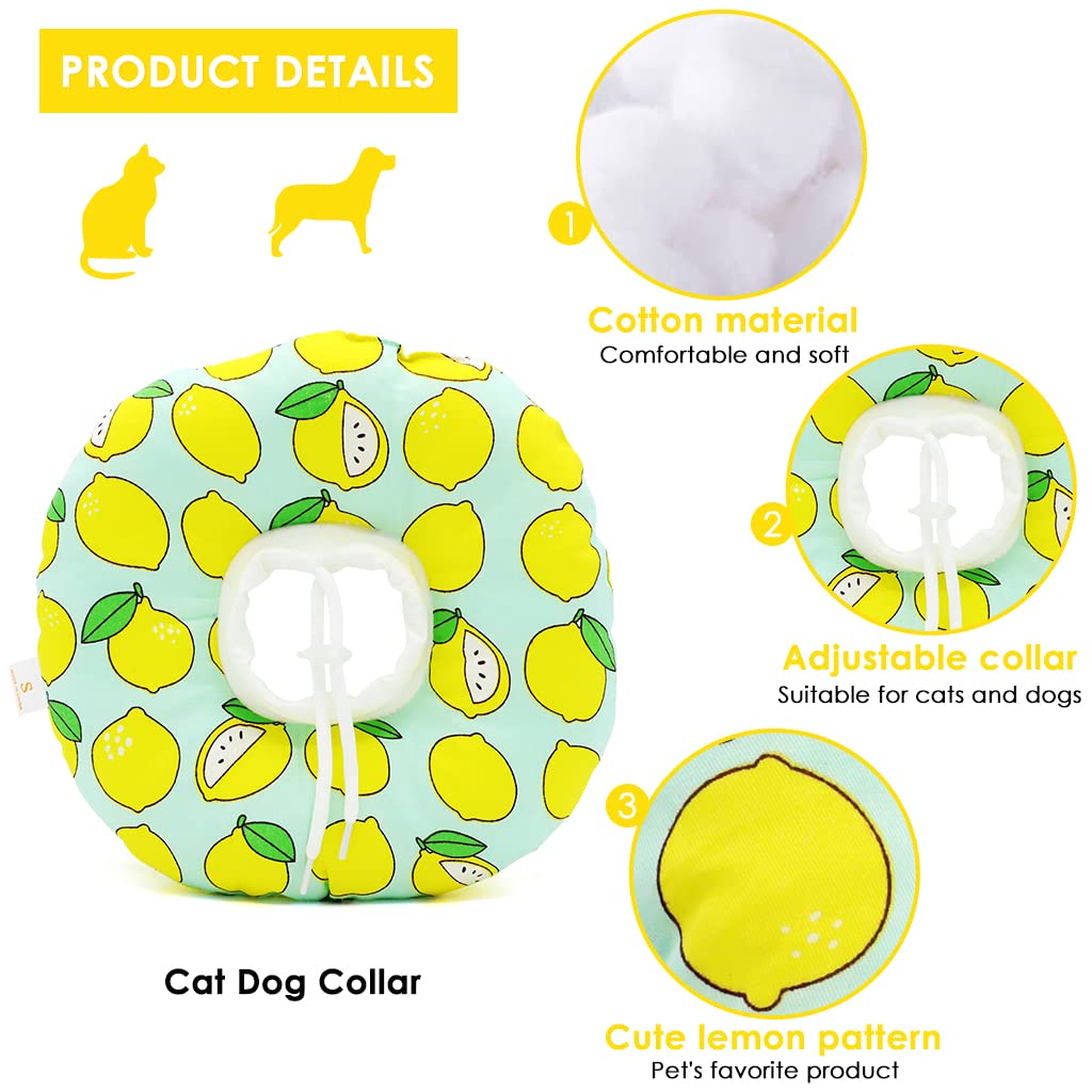 Qpets® Cat Cone Collar Comfy & Soft Stuffed PP Cotton Adjustable Size Machine Washable, After Surgery for Anti-Licking Dog Cone Collar,Surgery Recovery Collar for Pet (S :12-22cm)