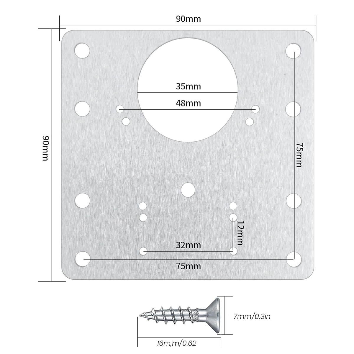 HASTHIP Cabinet Hinge Repair Kit 4pcs for Door and Cabinet Fixing | Stainless Steel Plates with Mounting Screws