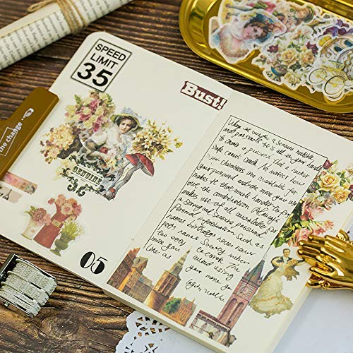 HASTHIP® 60 Washi Tape Paper Sticker Vintage Plant Bird Sticker Flower Sticker for DIY Scrapbooking Diary Albums Tea Cup Laptop Notebook Decoration (Flower and Bird)