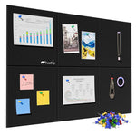 HASTHIP® 6Pcs Felt Bulletin Board, 11.8x11.8inch Self-Adhesive Wall Boards with 50pcs Drawing Pins, Felt Message Board for Paste Notes, Photos, Schedules (Black)