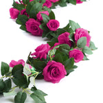 HASTHIP Artificial Rose Flower Vine Garland for Home and Wedding Décor 1.8m | Plastic and Cloth Rose Red