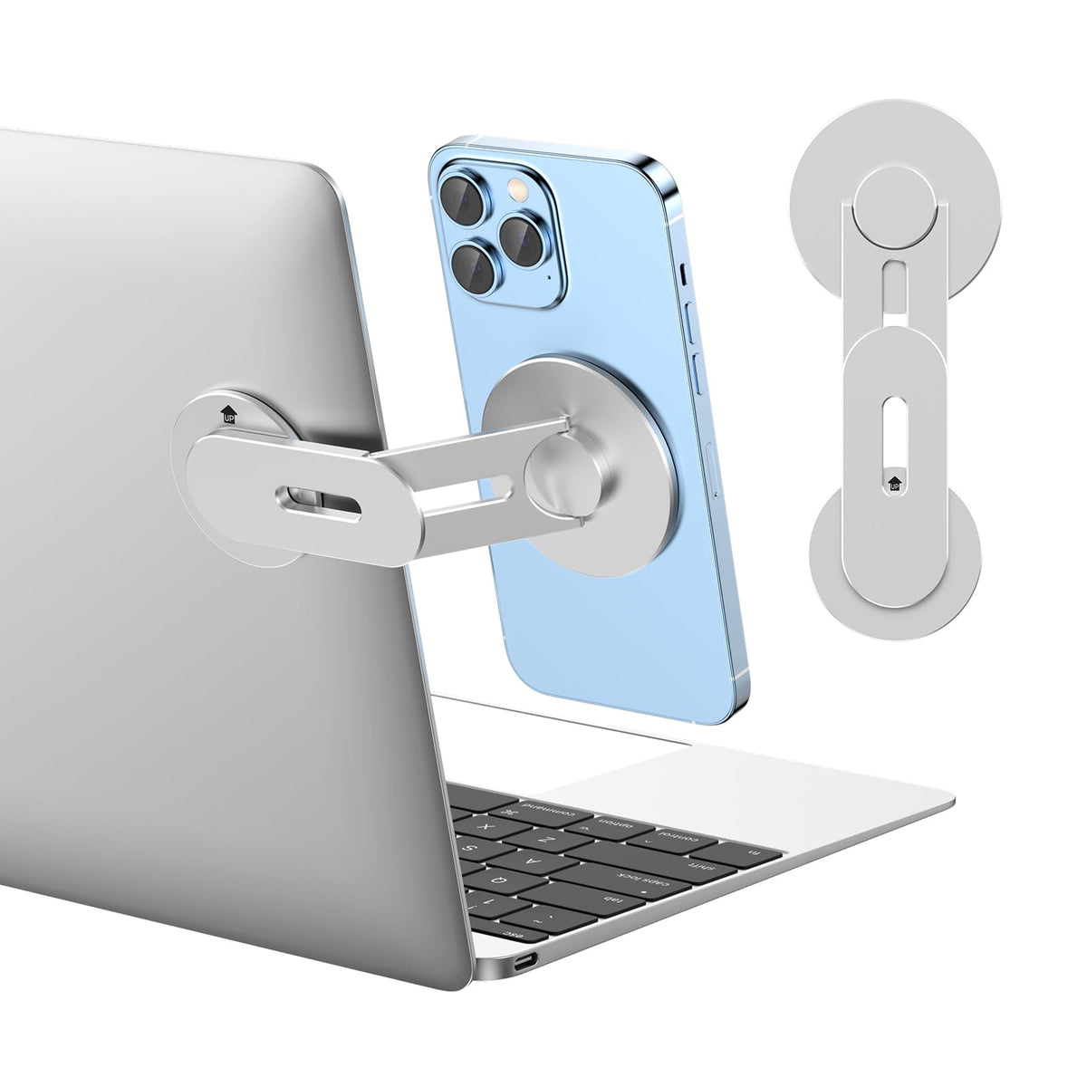 HASTHIP® Soporte magnético para teléfono portátil,Soporte Lateral Ajustable 180° para Laptop y Monitor,Compatible con iPhone 17/16/15/14/13/12 MagSafe y Todos los teléfonos Plegable de aleació
