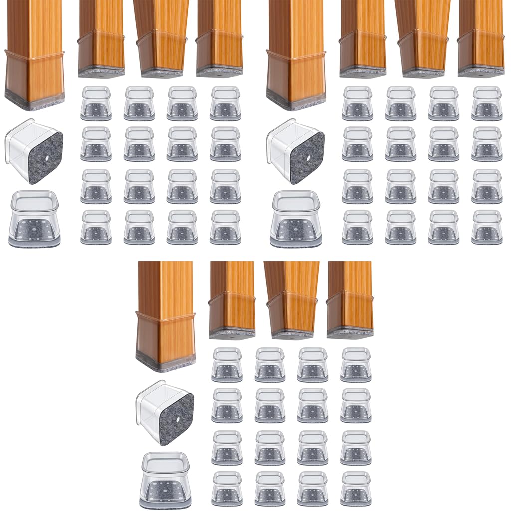HASTHIP Chair Leg Floor Protectors for 1-1.5 in Chairs featuring Non-Slip Silicone & Felt Pads | 48PCS