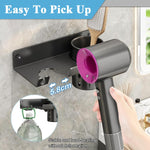 HASTHIP Bathroom Organizer for Hair Dryer with Dual Compartment Storage and Cable Management | Black ABS Wall Mount