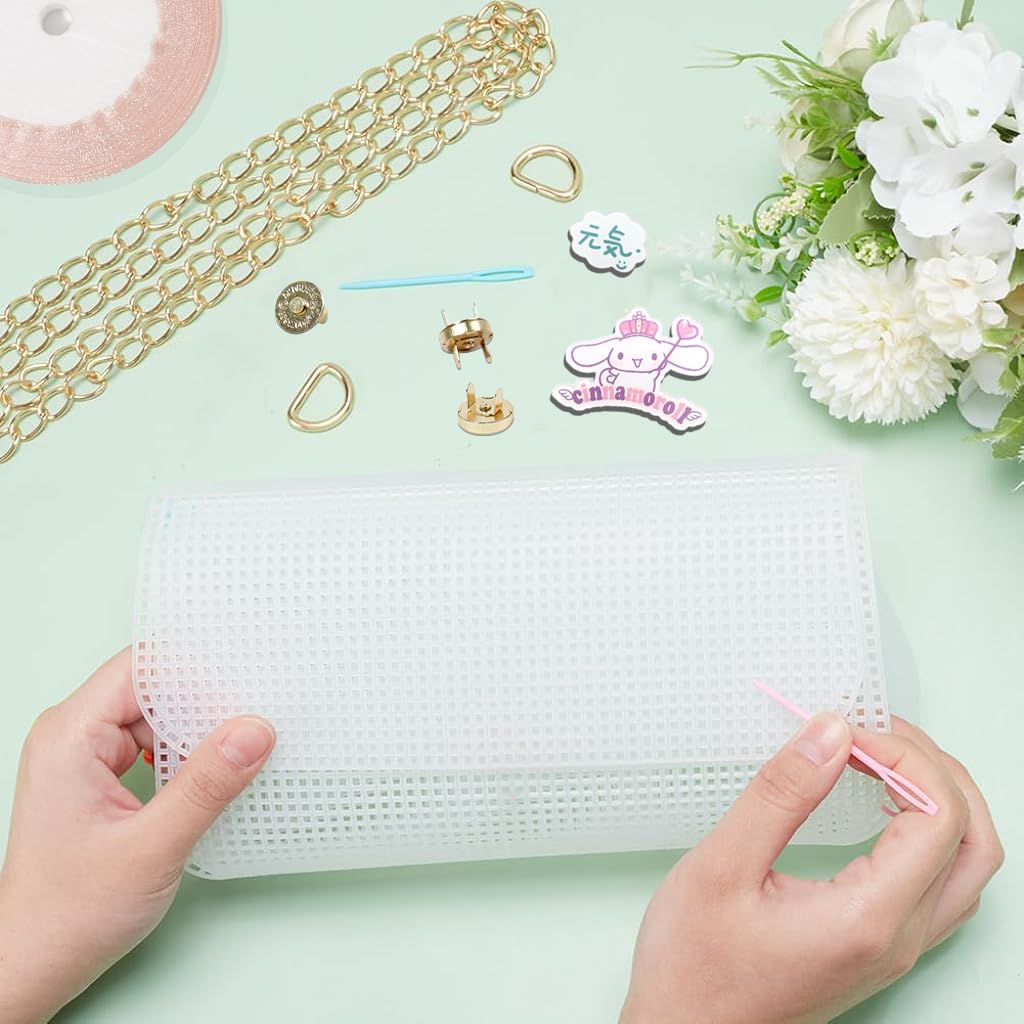HASTHIP® Plastic Mesh Canvas Sheets,Mesh Canvas Sheets for Embroidery Making Cross Stitch Plastic Mesh Screen for DIY Crafts, Acrylic Yarn Crafting Knit DIY Handmade Bag Crochet Projects