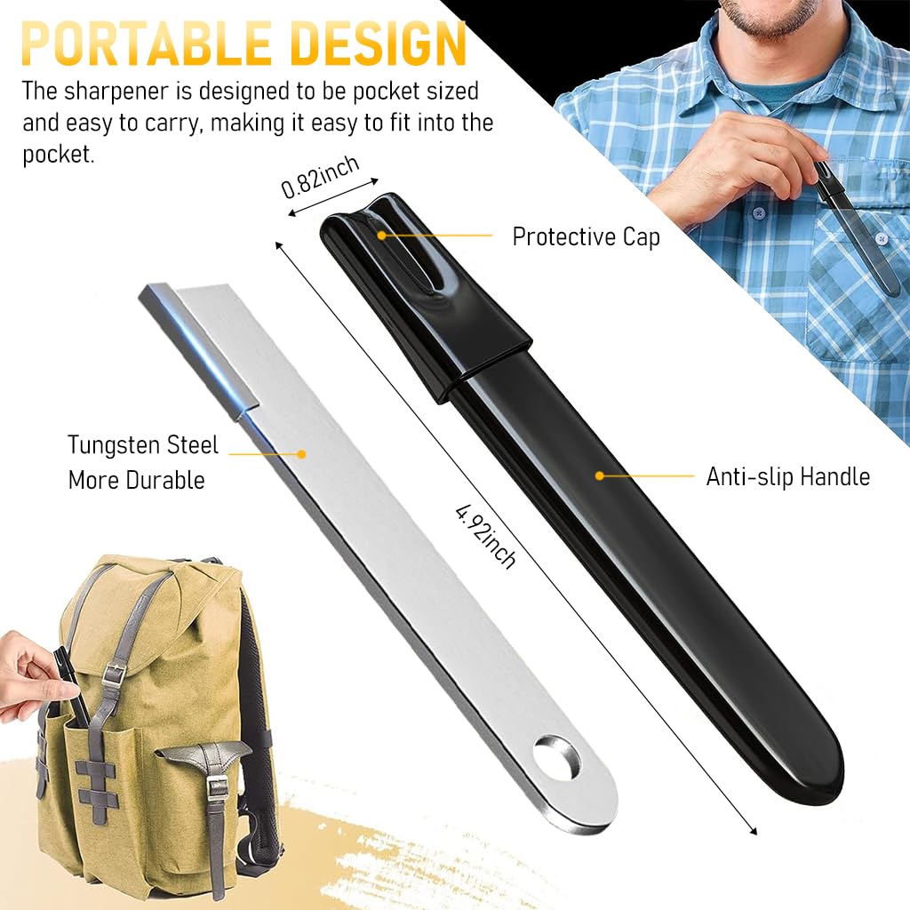 HASTHIP® Garden Tool Sharpener,Pocket Carbide Shear & Scissor Sharpener,Portable Knife & Pruner for Gardening Camping Outdoor Use