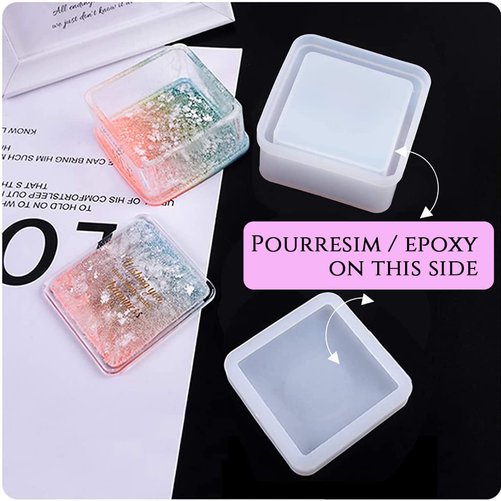 3Pcs Resin Heart Hexagon Square Jewelry Organizer Kit Silicone Resin Molds for DIY Making Home Decor Craft Tools