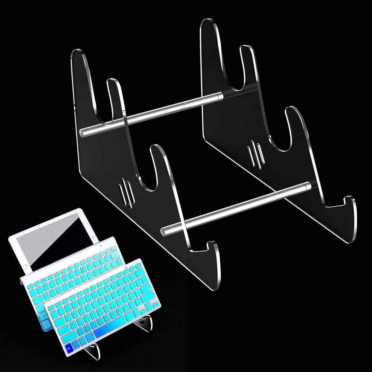 HASTHIP® Soporte Acrílico para Teclado,Estante de Exhibición de 3 Niveles,Organizador Transparente para Teclados Mecánicos Base Escritorio Resistente y Elegante