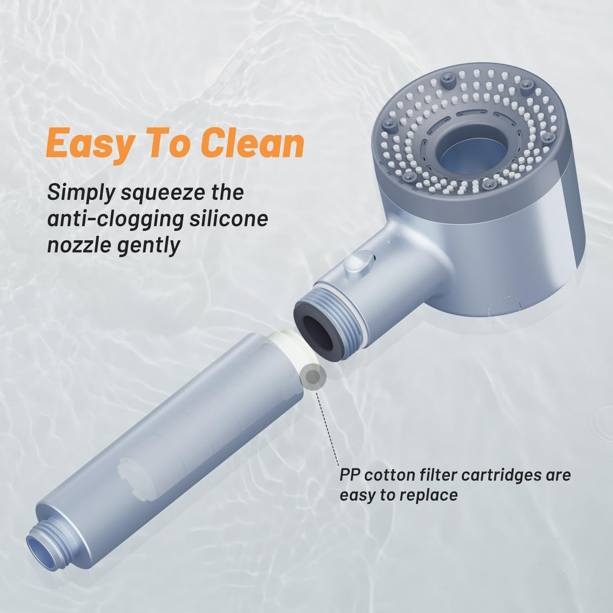 HASTHIP Handheld Shower Head with 5 Spray Modes and One Touch Stop | Built In Cotton Filter