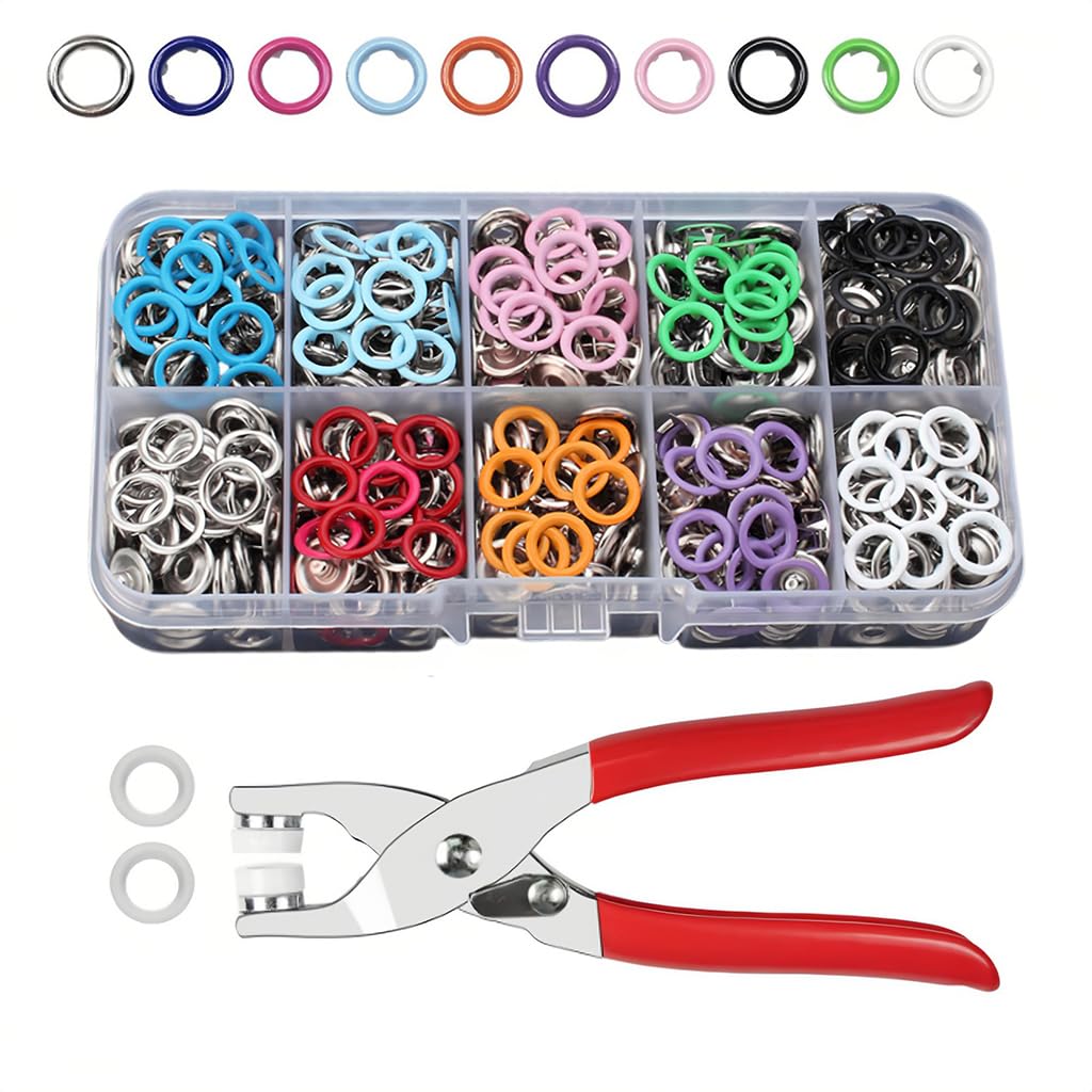 HASTHIP Metal Snap Buttons Kit for DIY Sewing and Clothing | 100 Sets with Pliers Tool