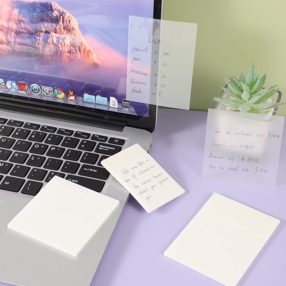 HASTHIP Transparent Sticky Notes for Books featuring 4 Sizes and 400 Self-Adhesive Sheets