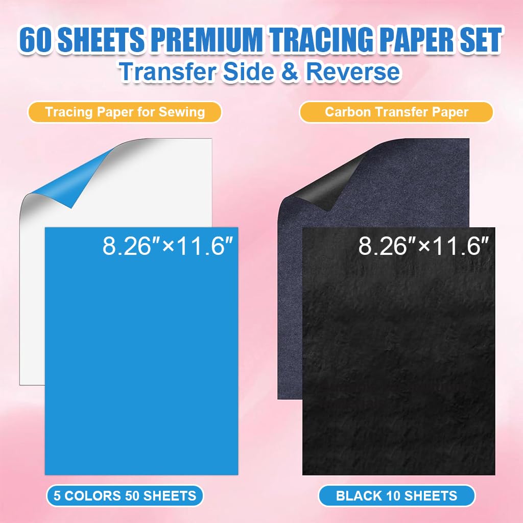 HASTHIP Carbon Papers for DIY Crafting with 5 Dual End Diamond Pens | 60 A4 Sheets