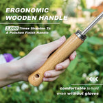 Gardening Hand Weeder 11.8'' Stainless Steel Weeder Utility Pointy Crack Weeder Tool Wooden Handle Sickle-shaped Serrated Blade Weeder Tool Gardening Tool Cracker Cleaning Tool