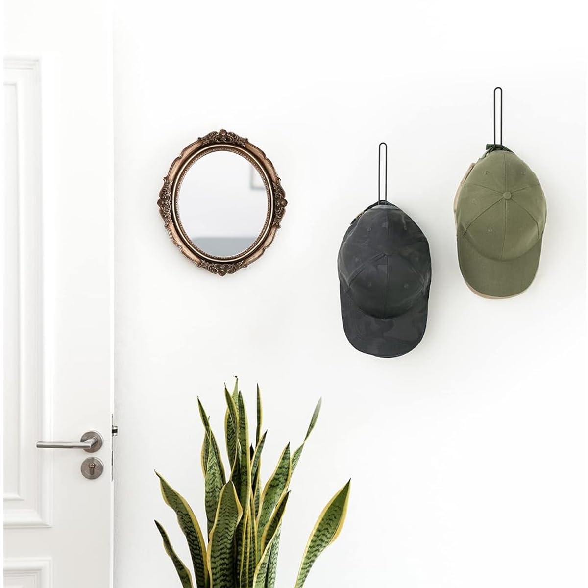 HASTHIP® Wall Hat Organizer L-shaped Baseball Caps Holder Screw-mounted Hat Organizer for 10 Caps Minimalism Metal Cap Holder for Door, Closet,