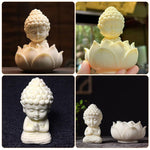 HASTHIP® White Buddha Statue, Bodhisattva Statue, Small Buddha on Lotus Seat, Zen Meditation Statue, Religion Artwork Statue for Home Office Bookshelf Decoration, Collectible Gifts for Men