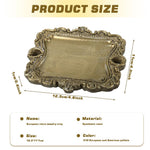 HASTHIP Jewelry Tray Organizer for Dresser featuring Embossed Resin Edge and Retro Metallic Finish 4.92x4.45 in