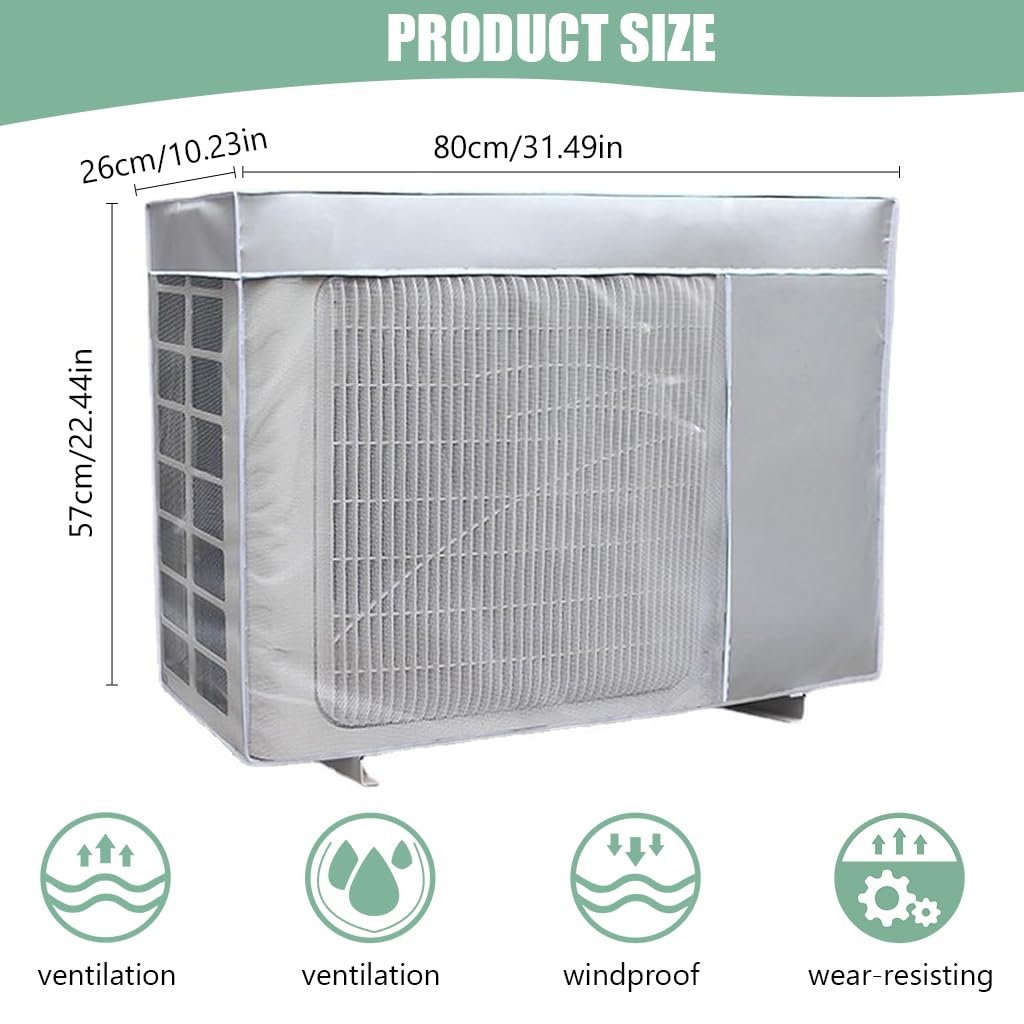 HASTHIP® Ac cover 1.5 Ton, 1.5P Waterproof AC Condenser Unit Cover, Air Conditioner Cover For Outside Units Insulated AC Cover With Sun Protection,Dust-proof Waterproof Window AC Protection Cover