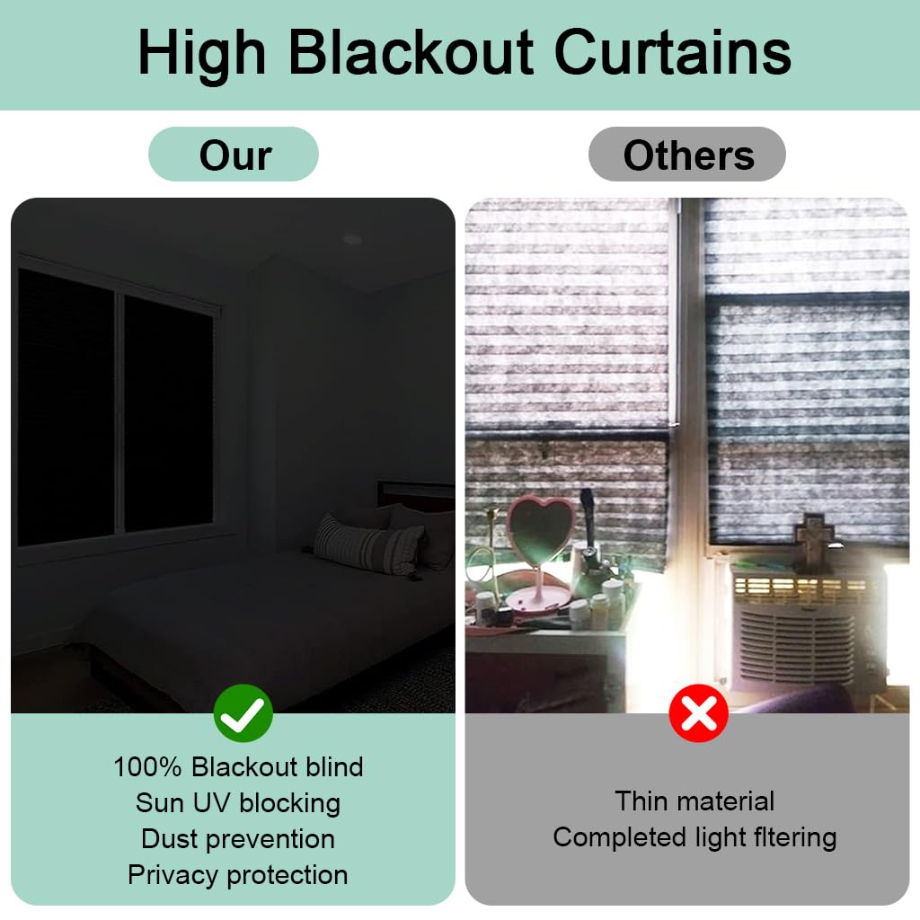 HASTHIP Blinds for Windows for Home and Office with No Drill Clip Up Design 60cm x 150cm | Black Non Woven Blackout Shade