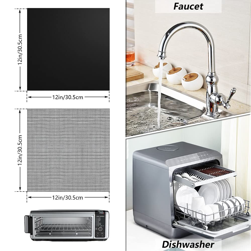 HASTHIP Oven Liners for Bottom of Oven with 12x12 inch Pre Cut Square Sheets | Includes 3 Air Fryer Liners and 3 Mesh Sheets