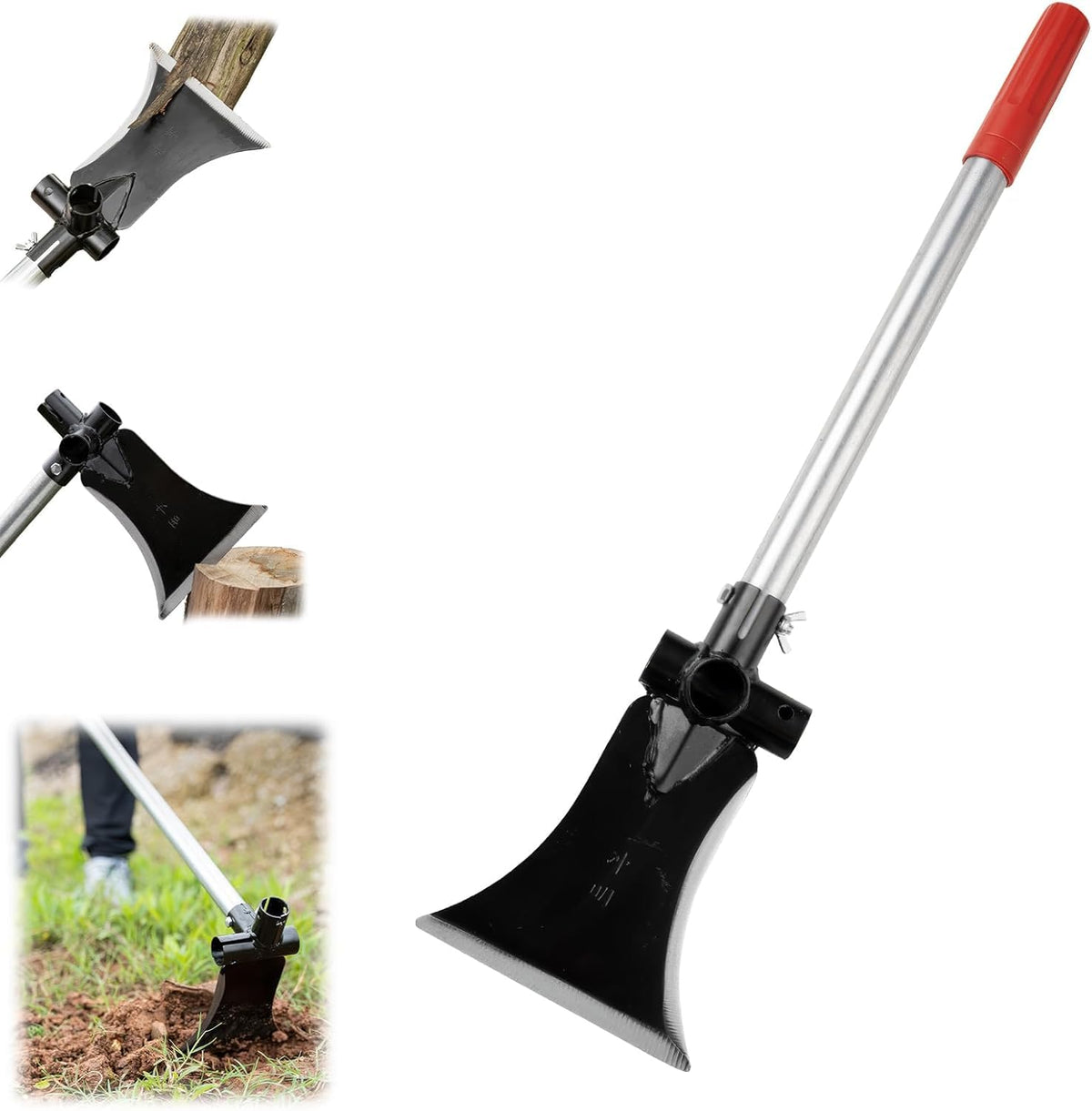 HASTHIP® Gardening Tool 3 In 1Multifunctional Gardening Sickle Shovel Tool Axe Tool with 11.8'' Steel Handle High Carboon Steel Sickle Shovel Tool Versatile Gardening Handy Tool