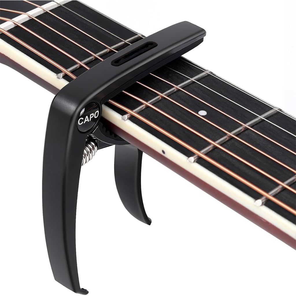 HASTHIP® Guitar Capo for Acoustic and Electric Guitar, Built in Picks Storage Alloy Guitar Capo with Protective Pad for Ukulele, Electric And Acoustic Guitars, Guitar Accessory