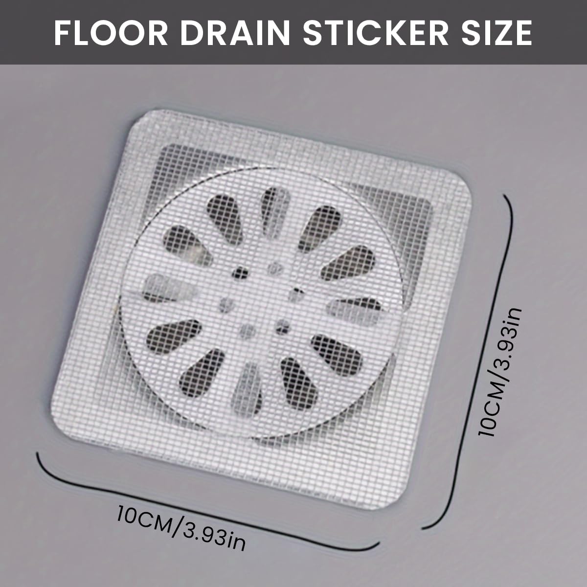 HASTHIP Disposable Shower Drain Hair Catcher for Bathroom and Kitchen | 10 Pack 4 x 4 in Mesh Stickers with Waterproof Adhesive