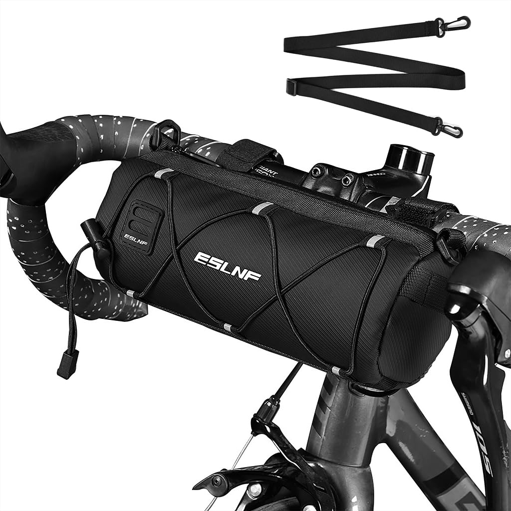 HASTHIP® Bolsa de Marco para Bicicleta 2.4L Impermeable PU con Correa de Hombro y Asa,Bolsa Delantera Multifuncional Gran Capacidad para Horquilla,Viga o Sillín Almacenamiento Compacto
