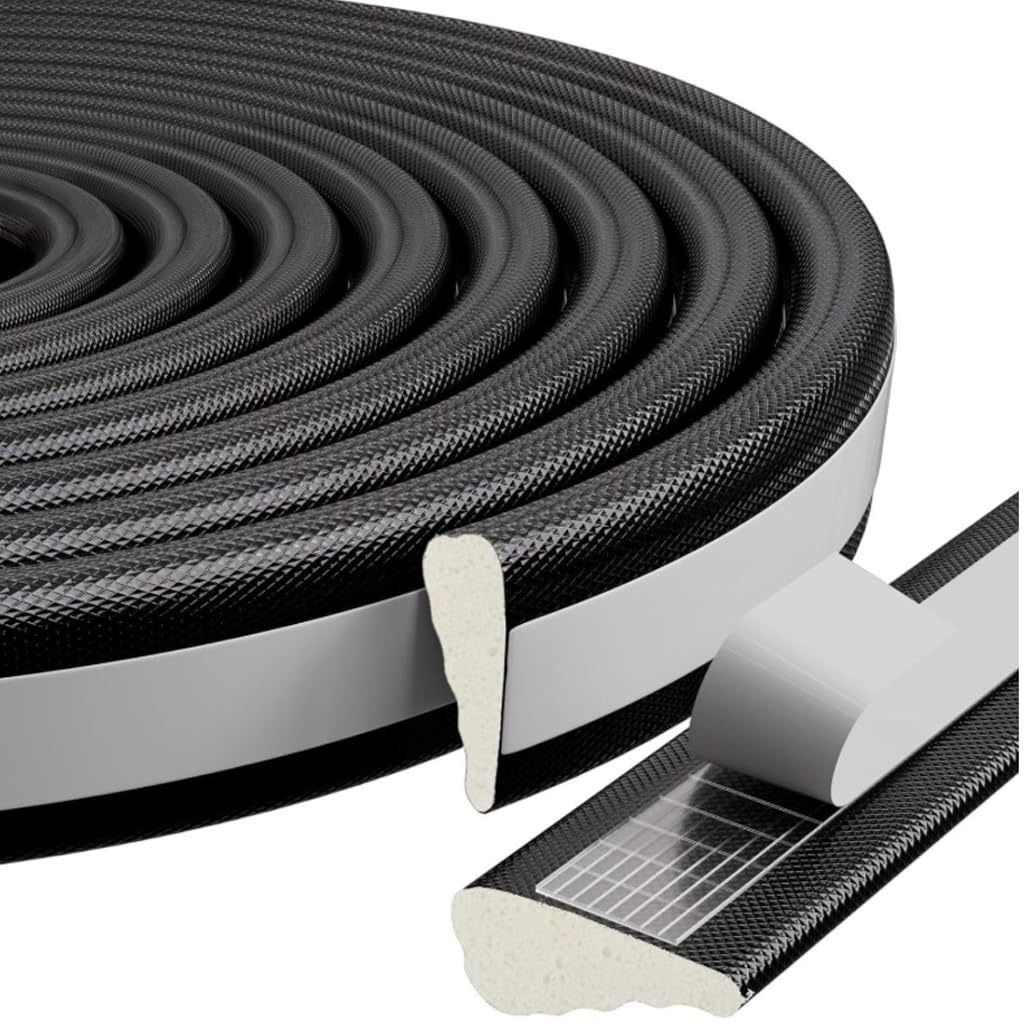 HASTHIP Window Weather Stripping for Doors and Windows with 5m Adhesive Foam | Wedge Design Black Rubber Seal