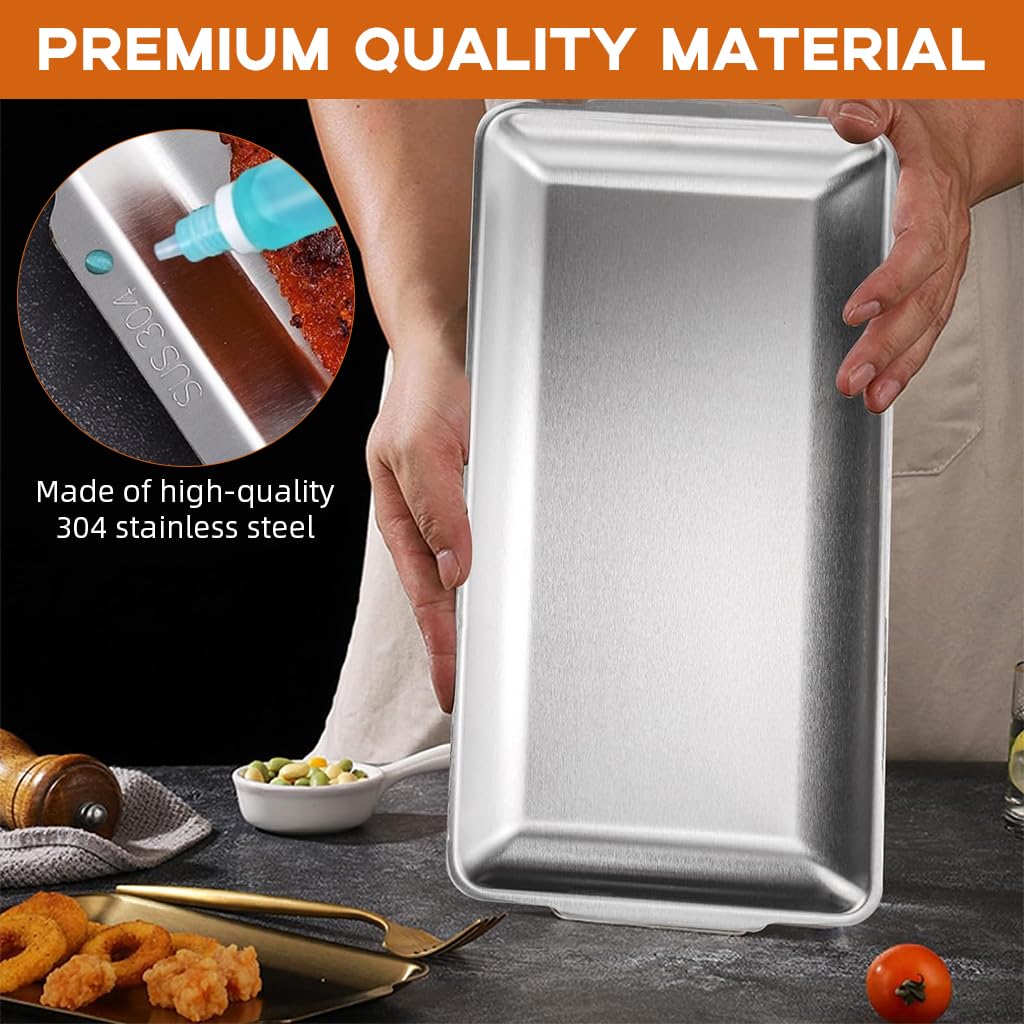 HASTHIP Baking Tray Set for Cookies and Cakes with 36x20cm Deep Sides | 304 Stainless Steel