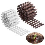 HASTHIP® 2Pcs Miniature Wooden Garden Fence Decorative,90cm Small Picket Fence Border for DIY Fairy Garden,Mini Plant Pot Edging White & Brown Outdoor Decorative Fencing